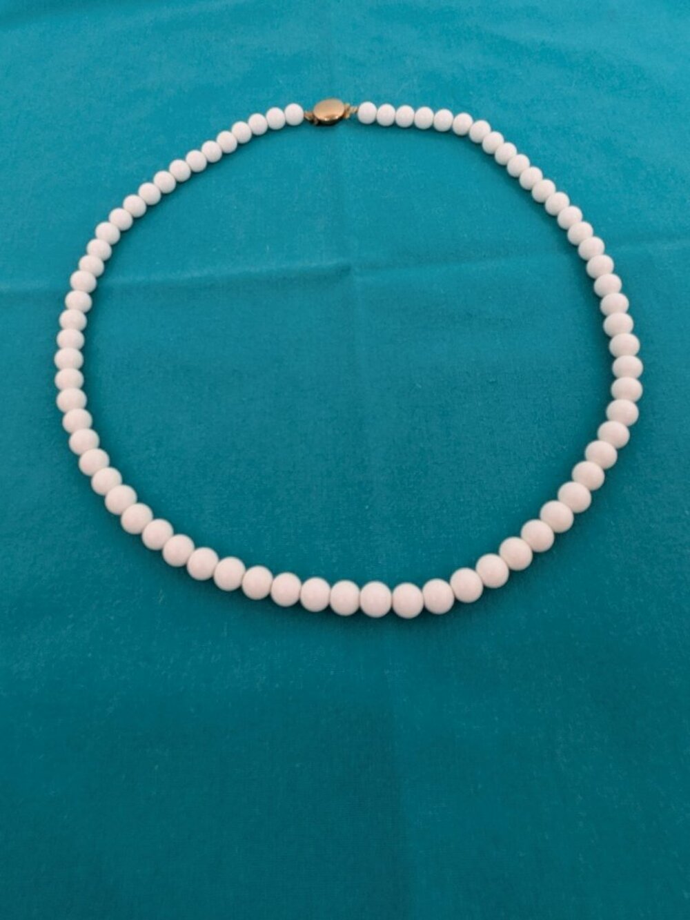 White Bead Matinee Necklace Box Clasp Vintage 22 Inch